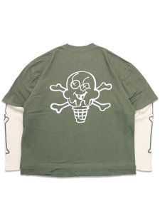 画像2: 【送料無料】ICECREAM BONES WASHED LS TEE FOUR LEAF CLOVER (2)