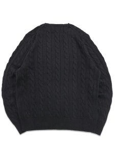 画像2: 【送料無料】POLO RALPH LAUREN CABLE KNIT COTTON CREW SWEATER POLO BLACK (2)