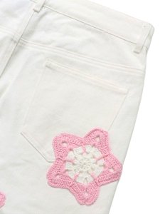 画像5: 【送料無料】ARKYVE PINK STAR CROCHET WHITE DENIM (5)
