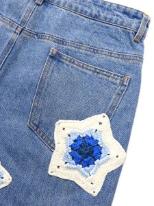 画像5: 【送料無料】ARKYVE BLUE STAR CROCHET PATCH DENIM (5)