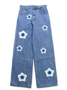 画像1: 【送料無料】ARKYVE BLUE STAR CROCHET PATCH DENIM (1)