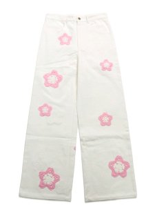 画像1: 【送料無料】ARKYVE PINK STAR CROCHET WHITE DENIM (1)