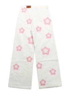 画像2: 【送料無料】ARKYVE PINK STAR CROCHET WHITE DENIM (2)