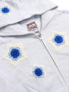 画像3: 【送料無料】ARKYVE BLUE STAR CROCHET PATCH ZIP HOODIE (3)