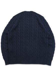 画像2: 【送料無料】POLO RALPH LAUREN CABLE KNIT COTTON CREW SWEATER HUNTER NAVY (2)