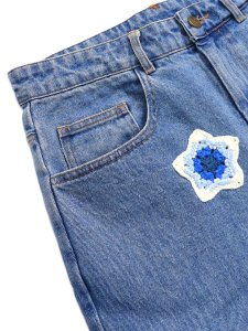 画像3: 【送料無料】ARKYVE BLUE STAR CROCHET PATCH DENIM (3)