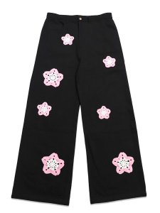 画像1: 【送料無料】ARKYVE PINK STAR CROCHET BLACK DENIM (1)