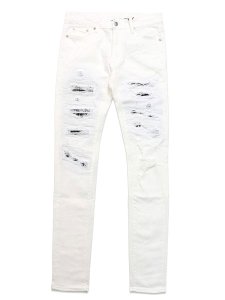 画像1: 【送料無料】mnml X165 PAISLEY STRETCH DENIM WHITE/BLACK (1)