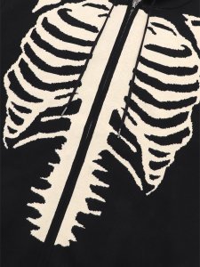 画像3: 【送料無料】VANSON BONE ZIP KNIT HOODIE BLACK/WHITE (3)