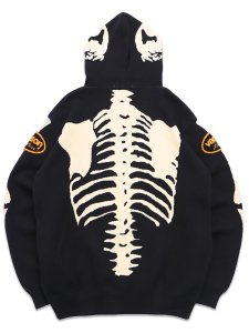 画像2: 【送料無料】VANSON BONE ZIP KNIT HOODIE BLACK/WHITE (2)
