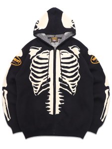 画像1: 【送料無料】VANSON BONE ZIP KNIT HOODIE BLACK/WHITE (1)