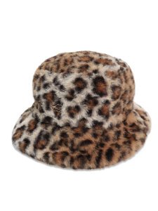 画像1: 【送料無料】KANGOL FAUX FUR BUCKET WARM TAUPE LEOPARD (1)