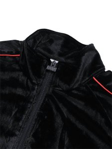 画像3: 【送料無料】PRO CLUB VELOUR TRACK JACKET BLACK/RED (3)