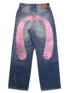 画像1: 【送料無料】EVISU PINK DAIKOKU RIPPED JEANS MID TONE INDIGO (1)