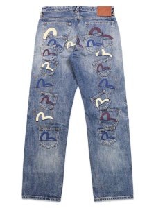 画像1: 【送料無料】EVISU MULTI-POCKET PATCHED DAICOCK SELVEDGE JEANS MID TONE INDIGO (1)