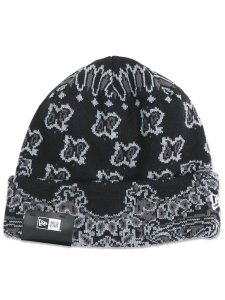 画像1: NEW ERA BASIC CUFF KNIT PAISLEY PATTERN BLACK (1)