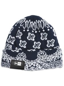 画像1: NEW ERA BASIC CUFF KNIT PAISLEY PATTERN NAVY (1)