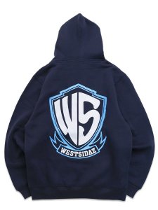 画像2: 【送料無料】WEST WEAR WS EMBROIDERY LOGO HOODIE NAVY (2)