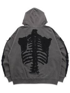 画像2: 【送料無料】VANSON ZIP HOODIE BLACK/BLACK BONE (2)