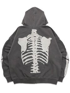 画像2: 【送料無料】VANSON ZIP HOODIE BLACK/WHITE BONE (2)
