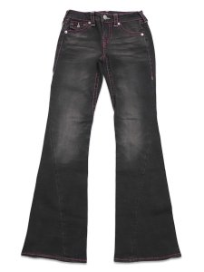 画像2: 【送料無料】TRUE RELIGION WMNS JOEY MID RISE BIG T FLAP FLARE WASH BLACK (2)
