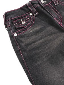 画像3: 【送料無料】TRUE RELIGION WMNS JOEY MID RISE BIG T FLAP FLARE WASH BLACK (3)