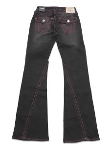 画像1: 【送料無料】TRUE RELIGION WMNS JOEY MID RISE BIG T FLAP FLARE WASH BLACK (1)