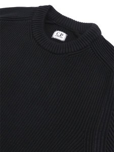 画像3: 【送料無料】C.P.COMPANY FULL RIB COTTON CREWNECK LENS SWEATER BLACK (3)