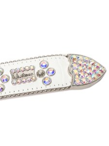 画像4: 【送料無料】B.B.SIMON LAVASAN WHITE AB LEATHER BELT (4)