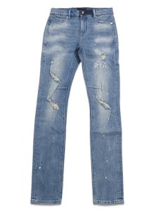 画像1: 【送料無料】RTA CLAYTON SKINNY STRETCH DENIM MEDIUM BLUE PAINTED (1)