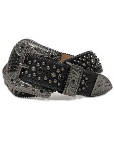 画像1: 【送料無料】B.B.SIMON THE TROJAN LEATHER BELT JET BLACK (1)