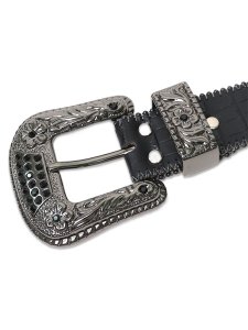 画像2: 【送料無料】B.B.SIMON THE TROJAN LEATHER BELT JET BLACK (2)
