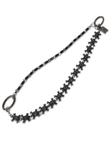 画像1: 【送料無料】B.B.SIMON PANTS CHAIN BLACK SKULLS SILVER BEADS (1)