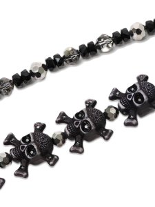 画像3: 【送料無料】B.B.SIMON PANTS CHAIN BLACK SKULLS SILVER BEADS (3)