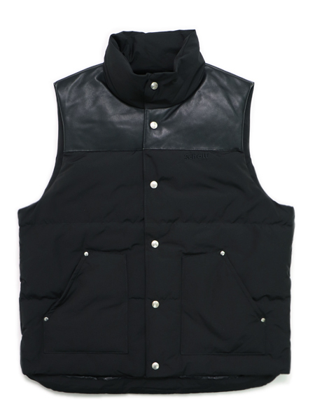 送料無料】SCHOTT CLASSIC LEATHER COMBI DOWN VEST - FIVESTAR