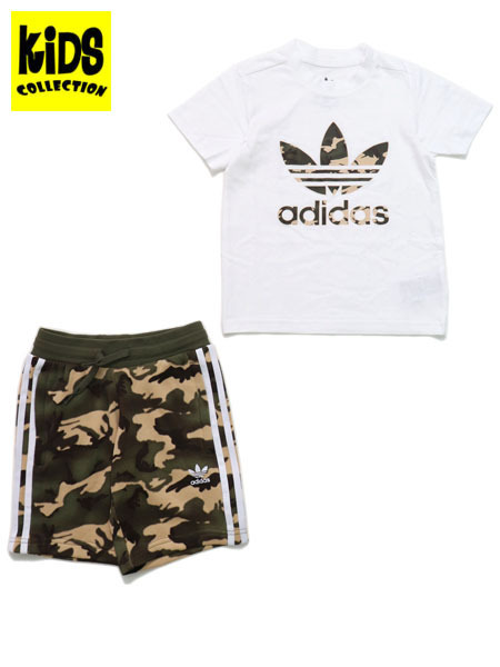 SALE KIDS ADIDAS KIDS SHORT TEE SET WHITE MAGIC BEIGE FIVESTAR