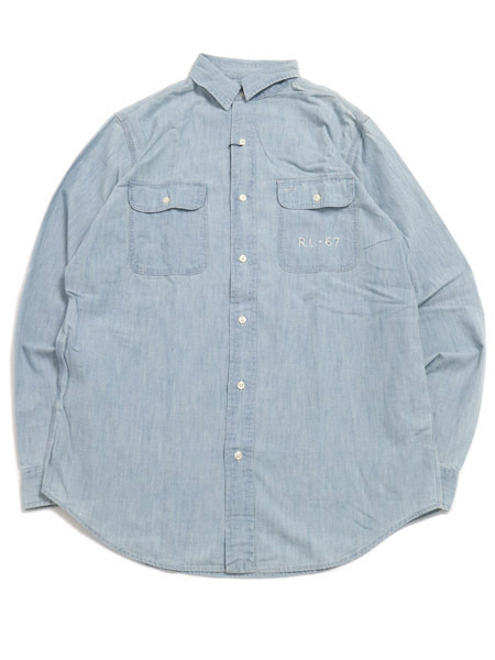 SALE POLO RALPH LAUREN CLASSIC FIT FLAG CHAMBRAY L S