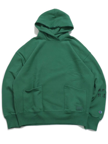SALE CHAMPION RW VINTAGE DYE CROSSOVER HOODIE DK GRN FIVESTAR