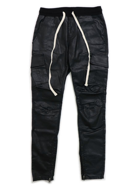 送料無料】mnml CARGO DRAWCORD PANTS WAXED BLACK - FIVESTAR