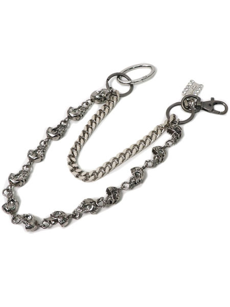送料無料】B.B.SIMON SINGLE SKULLS SILVER PANTS CHAIN - FIVESTAR