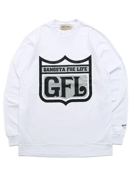 WEST WEAR ウエストウェア　GFL WEST WEAR GFL LOGO L/S TEE WHITE/BLACK/SILVER - FIVESTAR