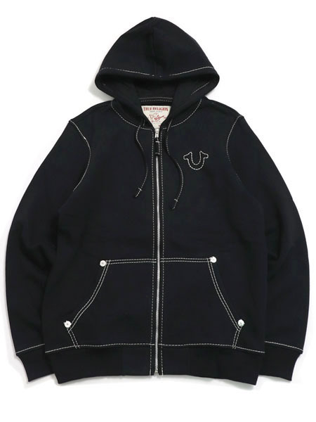 送料無料】TRUE RELIGION BIG T ZIP UP HOODIE JET BLACK - FIVESTAR